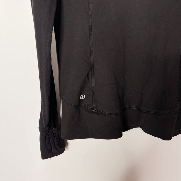 Lululemon Womens 8 Black Parallel Stripe White Think Fast Pullover Rulu 1/4 Zip - Picture 8 of 9
